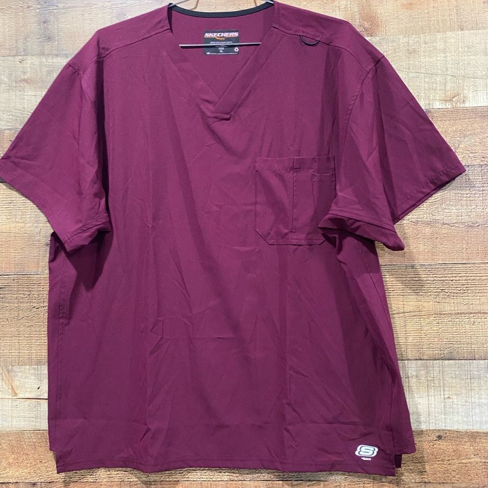 Skechers Men’s Maroon Scrub Top Size XL